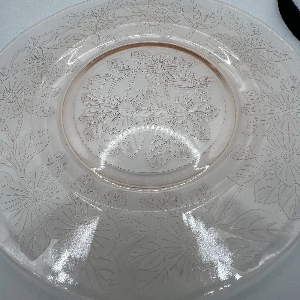 MacBeth Evans Dinner Plate Saucer Salad Bowl 4pc Pink Depression Glass Dogwood